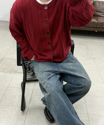 XTONZ（エクストーンズ）の「XTK178 メタルボタンラウンドニットカーディガン (RED)（カーディガン/ボレロ）」