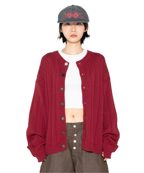 XTONZ(エクストーンズ)の「XTK178 メタルボタンラウンドニットカーディガン (RED)(カーディガン/ボレロ・レディース・その他・MEDIUM/LARGE)」の3枚目の写真