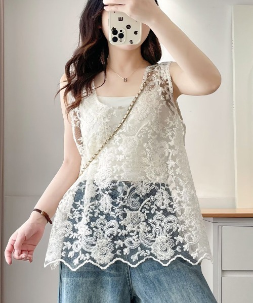 Flugge(フラッジー)の「シアーレースノースリーブトップス(その他トップス・レディース・アイボリー・LARGE/MEDIUM)」の1枚目の写真
