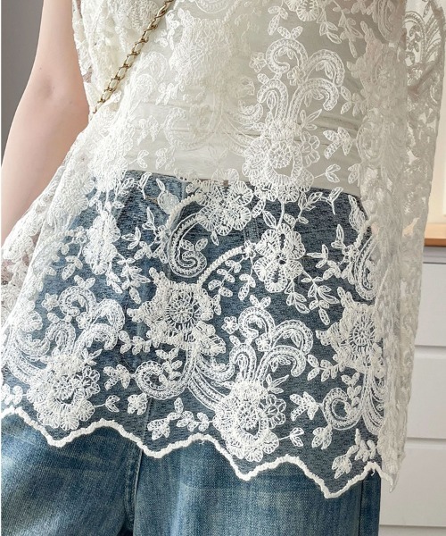 Flugge(フラッジー)の「シアーレースノースリーブトップス(その他トップス・レディース・アイボリー・LARGE/MEDIUM)」の6枚目の写真