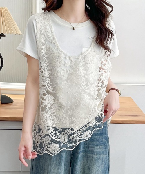 Flugge(フラッジー)の「シアーレースノースリーブトップス(その他トップス・レディース・アイボリー・LARGE/MEDIUM)」の7枚目の写真