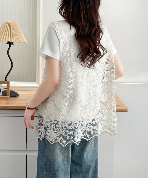 Flugge(フラッジー)の「シアーレースノースリーブトップス(その他トップス・レディース・アイボリー・LARGE/MEDIUM)」の9枚目の写真
