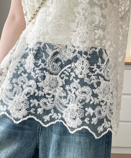 Flugge(フラッジー)の「シアーレースノースリーブトップス(その他トップス・レディース・アイボリー・LARGE/MEDIUM)」の10枚目の写真