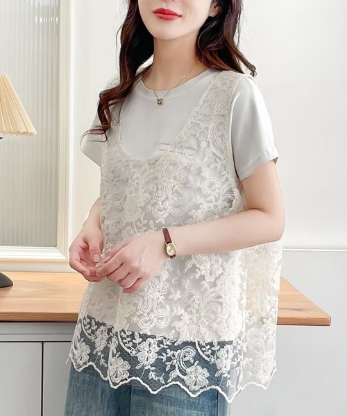 Flugge(フラッジー)の「シアーレースノースリーブトップス(その他トップス・レディース・アイボリー・LARGE/MEDIUM)」の3枚目の写真