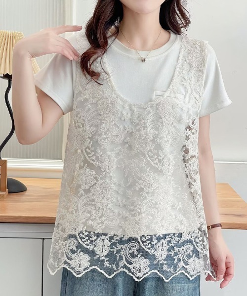 Flugge(フラッジー)の「シアーレースノースリーブトップス(その他トップス・レディース・アイボリー・LARGE/MEDIUM)」の4枚目の写真