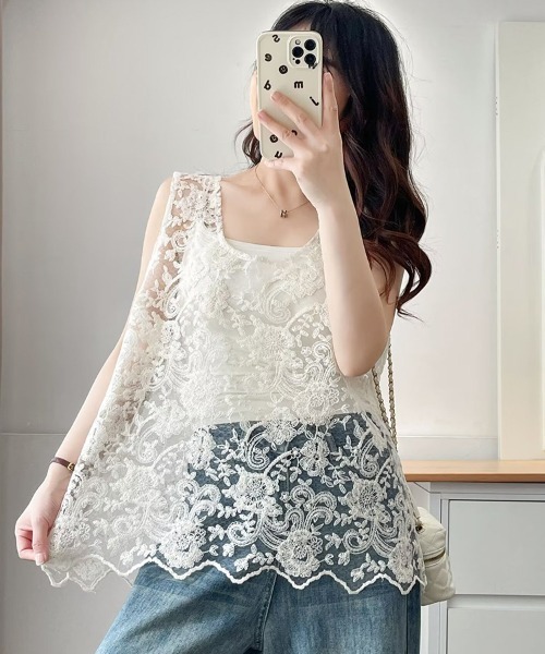 Flugge(フラッジー)の「シアーレースノースリーブトップス(その他トップス・レディース・アイボリー・LARGE/MEDIUM)」の5枚目の写真