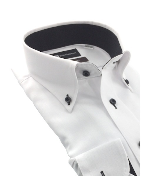 Perfect Suit FActory（パーフェクトスーツファクトリー）の「【ノンアイアロン】長袖ワイシャツ【クラシコ】ホワイトコレクション　ボタンダウン（ビジネスシャツ・メンズ・ホワイト/ホワイト系その他2/ホワイト系その他4/ホワイト系その他3/ホワイト系その他5・首回り37cm-裄丈80cm/首回り39cm-裄丈82cm/首回り41cm-裄丈84cm/首回り45cm-裄丈86cm/首回り43cm-裄丈86cm）」の2枚目の写真