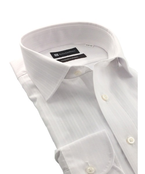 Perfect Suit FActory（パーフェクトスーツファクトリー）の「【ノンアイアロン】長袖ワイシャツ【クラシコ】ホワイトコレクション　ボタンダウン（ビジネスシャツ・メンズ・ホワイト/ホワイト系その他2/ホワイト系その他4/ホワイト系その他3/ホワイト系その他5・首回り37cm-裄丈80cm/首回り39cm-裄丈82cm/首回り41cm-裄丈84cm/首回り45cm-裄丈86cm/首回り43cm-裄丈86cm）」の4枚目の写真