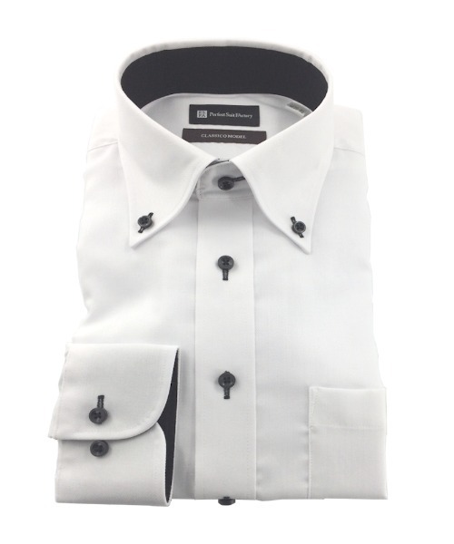 Perfect Suit FActory（パーフェクトスーツファクトリー）の「【ノンアイアロン】長袖ワイシャツ【クラシコ】ホワイトコレクション　ボタンダウン（ビジネスシャツ・メンズ・ホワイト/ホワイト系その他2/ホワイト系その他4/ホワイト系その他3/ホワイト系その他5・首回り37cm-裄丈80cm/首回り39cm-裄丈82cm/首回り41cm-裄丈84cm/首回り45cm-裄丈86cm/首回り43cm-裄丈86cm）」の14枚目の写真