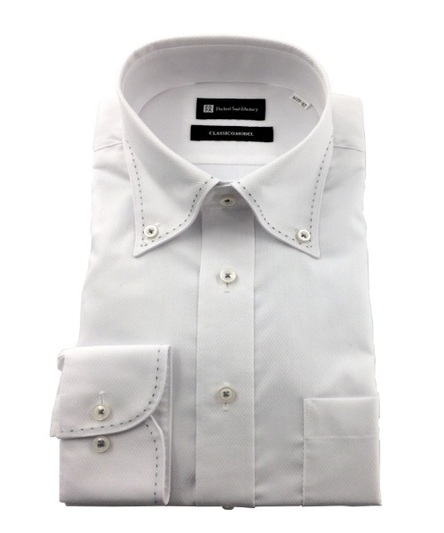 Perfect Suit FActory（パーフェクトスーツファクトリー）の「【ノンアイアロン】長袖ワイシャツ【クラシコ】ホワイトコレクション　ボタンダウン（ビジネスシャツ・メンズ・ホワイト/ホワイト系その他2/ホワイト系その他4/ホワイト系その他3/ホワイト系その他5・首回り37cm-裄丈80cm/首回り39cm-裄丈82cm/首回り41cm-裄丈84cm/首回り45cm-裄丈86cm/首回り43cm-裄丈86cm）」の8枚目の写真