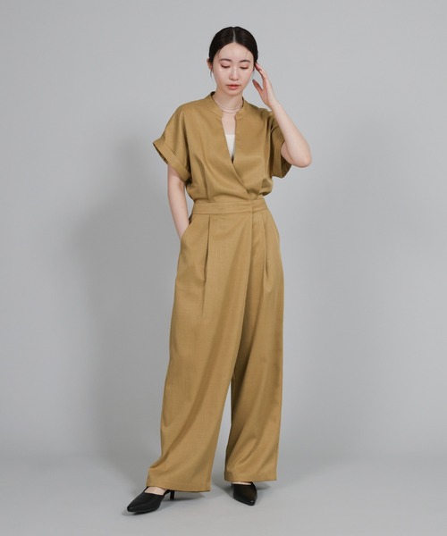 select MOCA Et(セレクトモカエト)の「【Et】Wrap Design All In One(つなぎ/オールインワン・レディース・ダークベージュ/グレー・LARGE/MEDIUM)」の3枚目の写真
