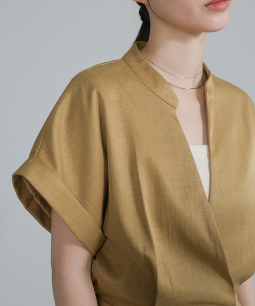 select MOCA Et(セレクトモカエト)の「【Et】Wrap Design All In One(つなぎ/オールインワン・レディース・ダークベージュ/グレー・LARGE/MEDIUM)」の7枚目の写真
