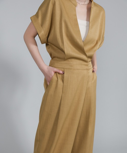 select MOCA Et(セレクトモカエト)の「【Et】Wrap Design All In One(つなぎ/オールインワン・レディース・ダークベージュ/グレー・LARGE/MEDIUM)」の9枚目の写真