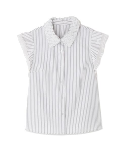 NATURAL BEAUTY BASIC(ナチュラルビューティーベーシック)の「チュールカラーシャツ(シャツ/ブラウス・レディース・イエロー系その他/ネイビー/ホワイト系その他・MEDIUM/SMALL)」の10枚目の写真