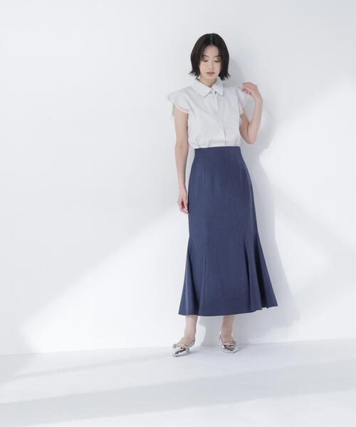 NATURAL BEAUTY BASIC(ナチュラルビューティーベーシック)の「チュールカラーシャツ(シャツ/ブラウス・レディース・イエロー系その他/ネイビー/ホワイト系その他・MEDIUM/SMALL)」の11枚目の写真
