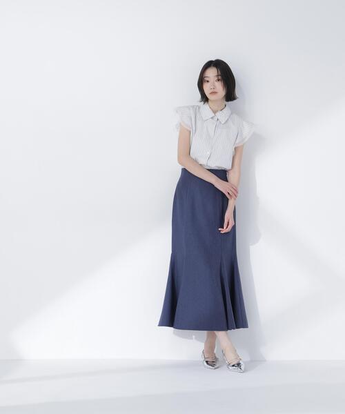 NATURAL BEAUTY BASIC(ナチュラルビューティーベーシック)の「チュールカラーシャツ(シャツ/ブラウス・レディース・イエロー系その他/ネイビー/ホワイト系その他・MEDIUM/SMALL)」の13枚目の写真
