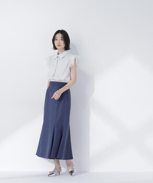 NATURAL BEAUTY BASIC(ナチュラルビューティーベーシック)の「チュールカラーシャツ(シャツ/ブラウス・レディース・イエロー系その他/ネイビー/ホワイト系その他・MEDIUM/SMALL)」の15枚目の写真