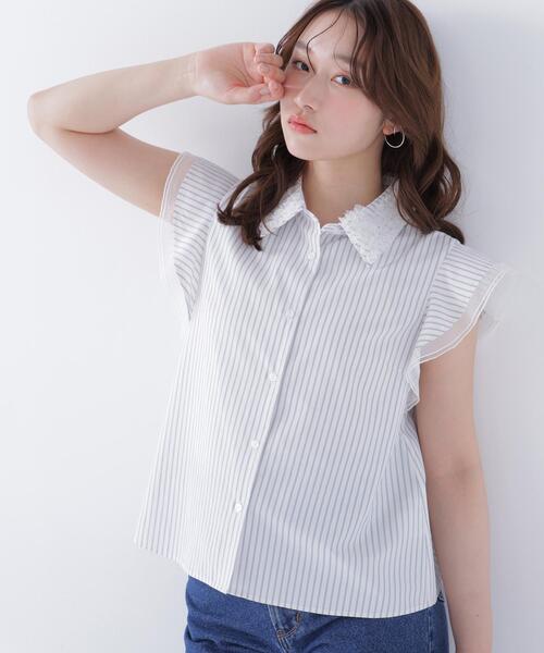 NATURAL BEAUTY BASIC(ナチュラルビューティーベーシック)の「チュールカラーシャツ(シャツ/ブラウス・レディース・イエロー系その他/ネイビー/ホワイト系その他・MEDIUM/SMALL)」の18枚目の写真
