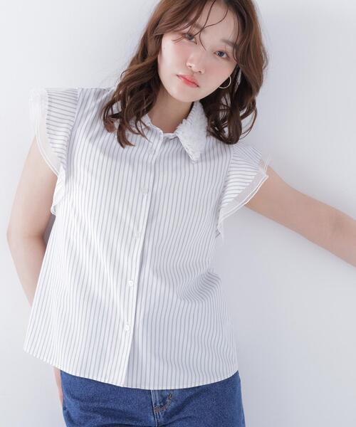 NATURAL BEAUTY BASIC(ナチュラルビューティーベーシック)の「チュールカラーシャツ(シャツ/ブラウス・レディース・イエロー系その他/ネイビー/ホワイト系その他・MEDIUM/SMALL)」の22枚目の写真