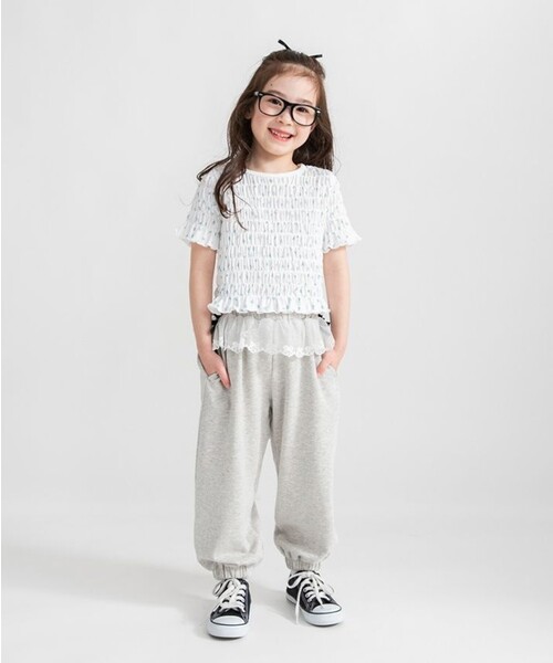 BRANSHES(ブランシェス)の「ウエストレースカットパンツ(その他パンツ・キッズ・チャコールグレー/杢グレー・110/150/140/130/120/100)」の4枚目の写真