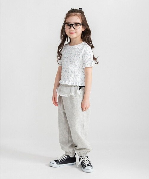 BRANSHES(ブランシェス)の「ウエストレースカットパンツ(その他パンツ・キッズ・チャコールグレー/杢グレー・110/150/140/130/120/100)」の5枚目の写真