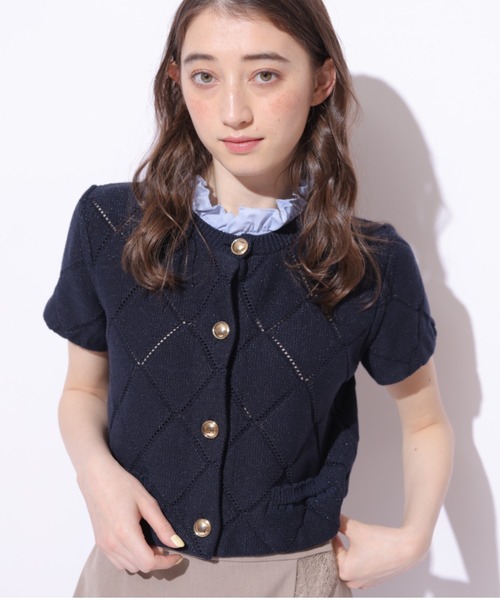 Rirandture（リランドチュール）の「フリルレイヤードニットジャケット（ニット/セーター・レディース・ライトイエロー/ネイビー/ミント/ホワイト系その他・2）」の4枚目の写真