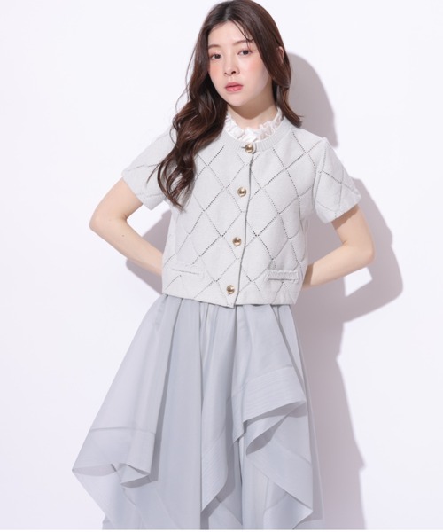 Rirandture（リランドチュール）の「フリルレイヤードニットジャケット（ニット/セーター・レディース・ライトイエロー/ネイビー/ミント/ホワイト系その他・2）」の3枚目の写真