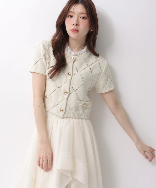 Rirandture（リランドチュール）の「フリルレイヤードニットジャケット（ニット/セーター・レディース・ライトイエロー/ネイビー/ミント/ホワイト系その他・2）」の6枚目の写真