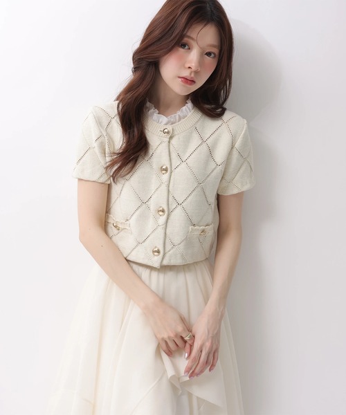 Rirandture（リランドチュール）の「フリルレイヤードニットジャケット（ニット/セーター・レディース・ライトイエロー/ネイビー/ミント/ホワイト系その他・2）」の7枚目の写真