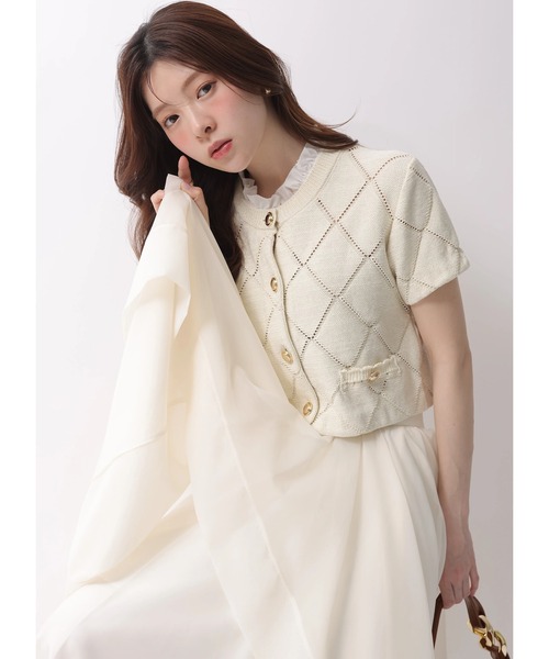 Rirandture（リランドチュール）の「フリルレイヤードニットジャケット（ニット/セーター・レディース・ライトイエロー/ネイビー/ミント/ホワイト系その他・2）」の8枚目の写真