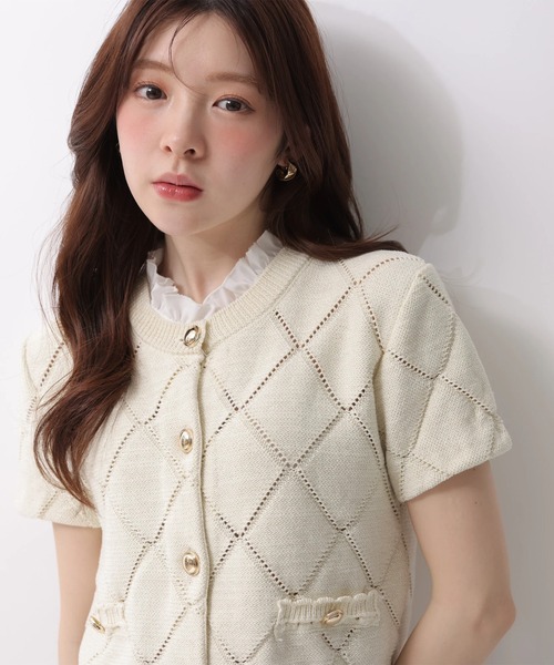 Rirandture（リランドチュール）の「フリルレイヤードニットジャケット（ニット/セーター・レディース・ライトイエロー/ネイビー/ミント/ホワイト系その他・2）」の9枚目の写真