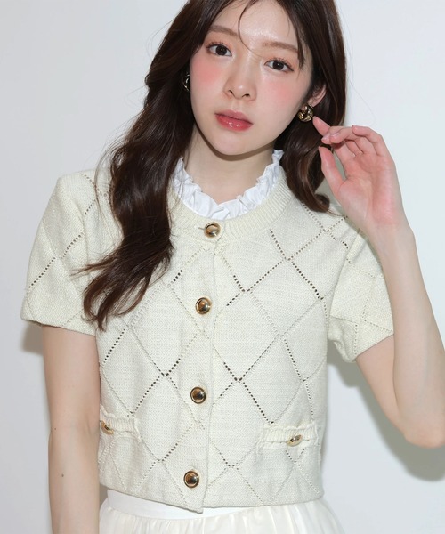 Rirandture（リランドチュール）の「フリルレイヤードニットジャケット（ニット/セーター・レディース・ライトイエロー/ネイビー/ミント/ホワイト系その他・2）」の11枚目の写真