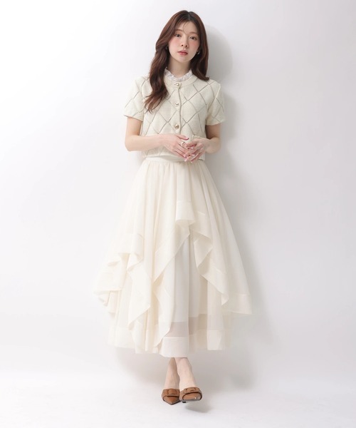 Rirandture（リランドチュール）の「フリルレイヤードニットジャケット（ニット/セーター・レディース・ライトイエロー/ネイビー/ミント/ホワイト系その他・2）」の14枚目の写真