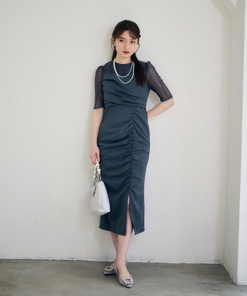 12Twelve Agenda(トゥエルブ アジェンダ)の「ストライプレースセットドレスワンピース(ワンピース・レディース・ブラック/グレー・S/M)」の2枚目の写真