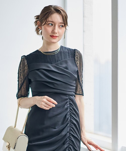 12Twelve Agenda(トゥエルブ アジェンダ)の「ストライプレースセットドレスワンピース(ワンピース・レディース・ブラック/グレー・S/M)」の1枚目の写真