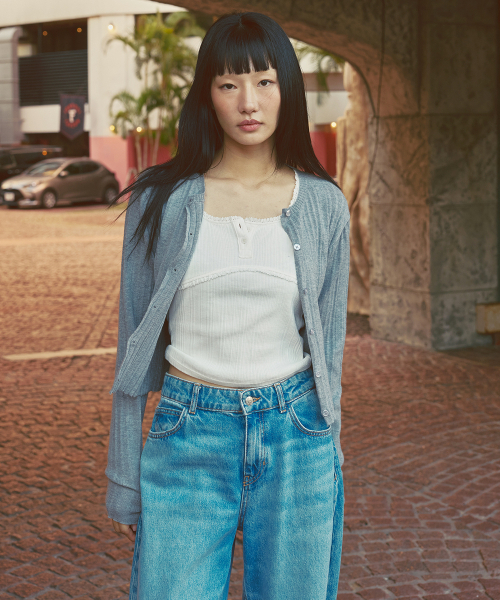 AFTERHOURS(アフターアワーズ)の「ROUND NECK RIP CARDIGAN (MELANGE GREY)(カーディガン/ボレロ・レディース・グレー・FREE)」の4枚目の写真