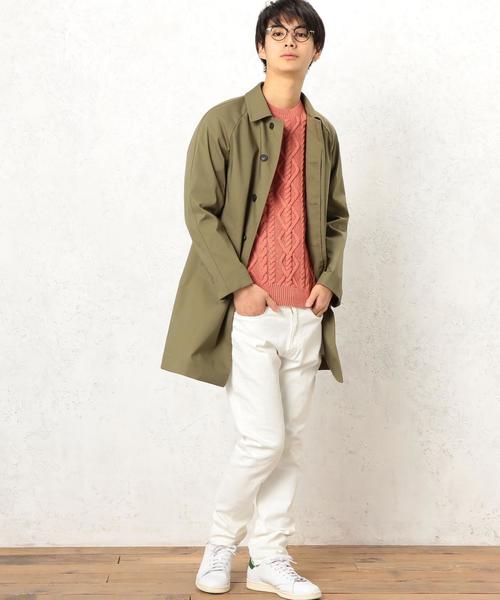green label relaxing（グリーンレーベルリラクシング）の「KC C/BOND BELTED ステンカラーコート◆（ステンカラーコート・メンズ・オリーブ/ネイビー・MEDIUM/LARGE/SMALL）」の4枚目の写真