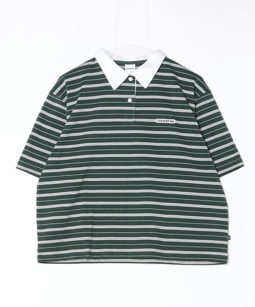 CONVERSE（コンバース）の「コンバース  CLD HSTRIPE TOP L（ポロシャツ・レディース・ダークグリーン/ベージュ/オレンジ・M/L）」の12枚目の写真