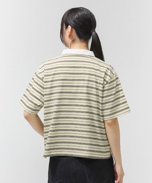 CONVERSE（コンバース）の「コンバース  CLD HSTRIPE TOP L（ポロシャツ・レディース・ダークグリーン/ベージュ/オレンジ・M/L）」の5枚目の写真