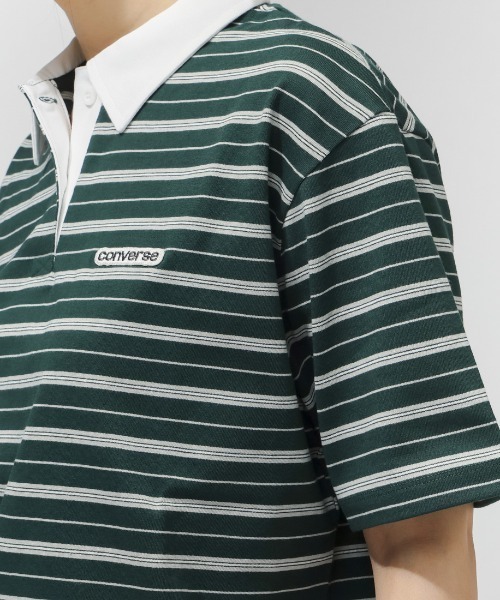 CONVERSE（コンバース）の「コンバース  CLD HSTRIPE TOP L（ポロシャツ・レディース・ダークグリーン/ベージュ/オレンジ・M/L）」の8枚目の写真