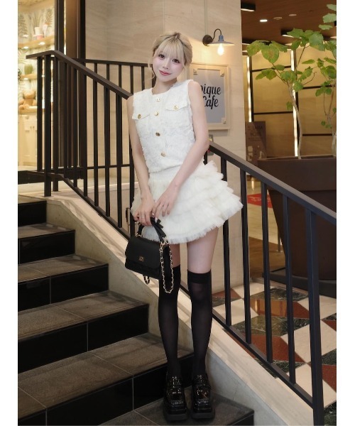 Darich(ダーリッチ)の「コンパクトチュールレーストップス(ベスト・レディース・アイボリー/ブラック/ピンク・FREE)」の22枚目の写真
