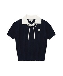 WOMEN'S RIBBON COLLAR SHORT SLEEVE KNIT