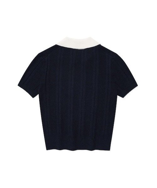 Wacky WiLLy(ワッキーウィリー)の「WOMEN'S RIBBON COLLAR SHORT SLEEVE KNIT(ニット/セーター・レディース・ダークネイビー/ライトグレー・SMALL/MEDIUM)」の6枚目の写真