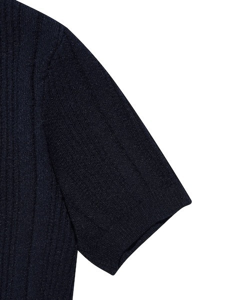 Wacky WiLLy(ワッキーウィリー)の「WOMEN'S RIBBON COLLAR SHORT SLEEVE KNIT(ニット/セーター・レディース・ダークネイビー/ライトグレー・SMALL/MEDIUM)」の3枚目の写真