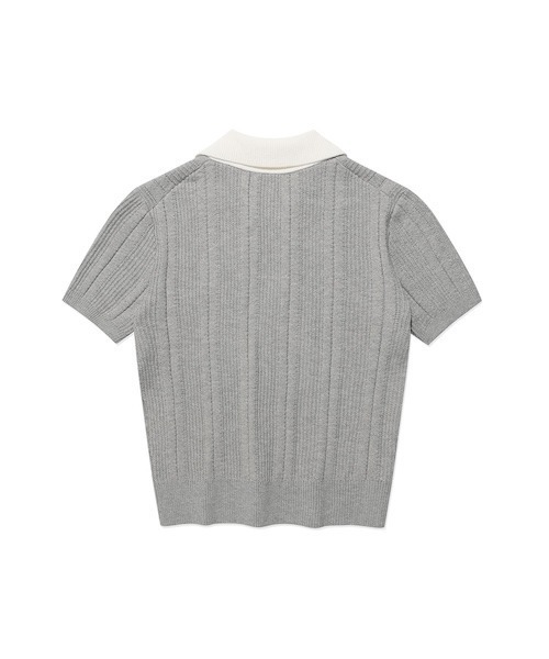 Wacky WiLLy(ワッキーウィリー)の「WOMEN'S RIBBON COLLAR SHORT SLEEVE KNIT(ニット/セーター・レディース・ダークネイビー/ライトグレー・SMALL/MEDIUM)」の12枚目の写真