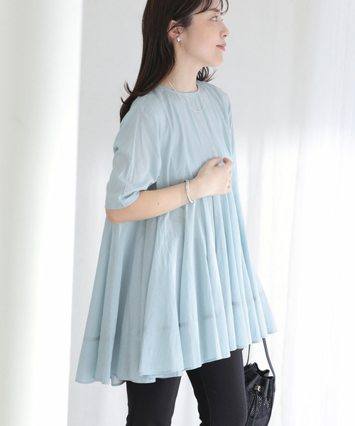 La TOTALITE(ラトータリテ)の「【洗える】コットンハギフレアチュニック(シャツ/ブラウス・レディース・ブラック/ホワイト/サックスブルー・FREE)」の20枚目の写真