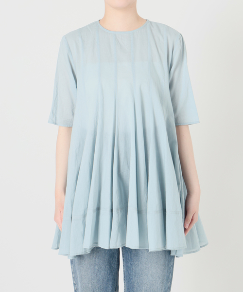 La TOTALITE(ラトータリテ)の「【洗える】コットンハギフレアチュニック(シャツ/ブラウス・レディース・ブラック/ホワイト/サックスブルー・FREE)」の22枚目の写真