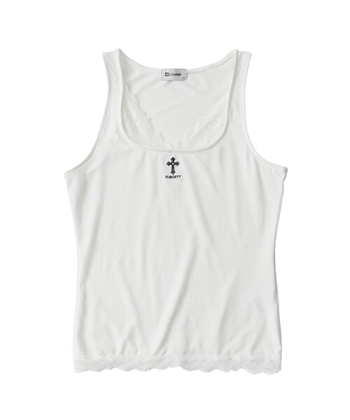 Subciety(サブサエティ)の「Cross lace tank top(タンクトップ・レディース・ブラック/ホワイト・LARGE/MEDIUM)」の11枚目の写真
