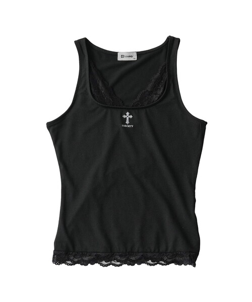 Subciety(サブサエティ)の「Cross lace tank top(タンクトップ・レディース・ブラック/ホワイト・LARGE/MEDIUM)」の13枚目の写真