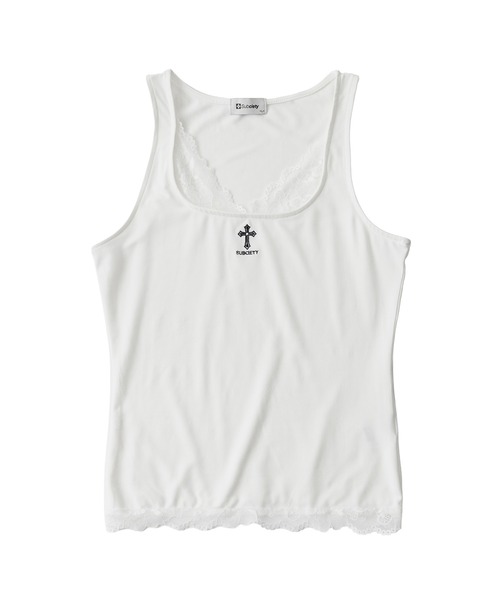 Subciety(サブサエティ)の「Cross lace tank top(タンクトップ・レディース・ブラック/ホワイト・LARGE/MEDIUM)」の3枚目の写真